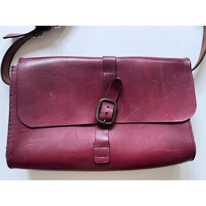 Leather College Briefcase - Messenger Bag Burgundy
